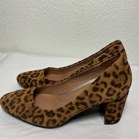Aerosoles Bettie Pump Women heel 5 M Leopard Print Black block Suede comfortable - Picture 3 of 6